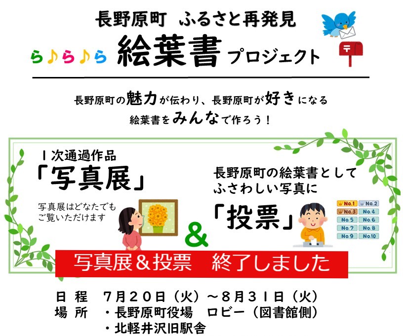 長野原町 ふるさと再発見 「ら♪ら♪ら 絵葉書プロジェクト」写真展終了、投票ご参加ありがとうございました